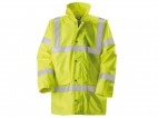 Yellow High Vis Waterproof Padded Coat / Concealed Hood & Knitted Storm Cuffs